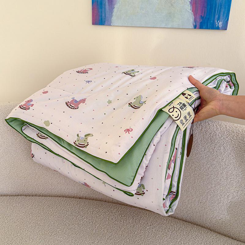 Cartoon Printed Wrinkled Yarn Summer Quilts Cozy Single and Double Air-Conditioned Quilt Cooling Breathable Home Soft Bedspread