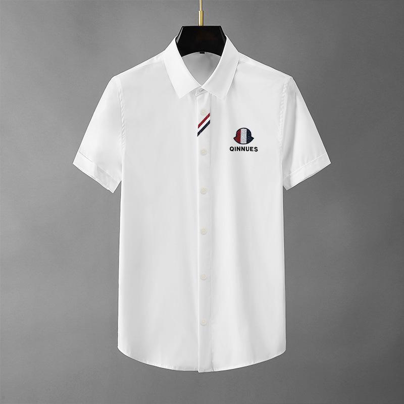 

Мужская однотонная рубашка с коротким рукавом и вышивкой горячей фиксации - Не требующая глажки, роскошный тренд 56 (165-175 jin)