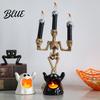 Ghost Shaped Candle Holder Halloween with LED Candle Cute Tea Light Safe Indoor Holder Spooky Tabletop Decoration for Home Decor Holiday