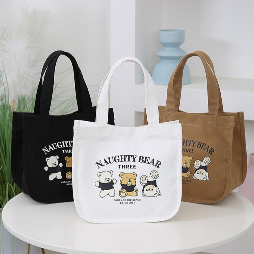 

Large Capacity Tote Bag Versatile Handbag Cartoon Canvas Bag Women s білий