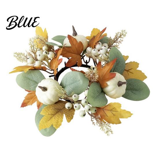 Thanksgiving Table Centerpieces Fall Maple Leaf Candle Ring Autumn Pillar Wreath Artificial Holder for Harvest Party Centerpiece Theme Supplies
