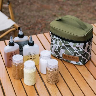 Gewürz-Aufbewahrungstasche für den Außenbereich, Gewürzflaschen-Set, tragbar, faltbar, Canvas, wasserdicht, Kapazität, Camping, Wandern, Picknick, Grilltasche