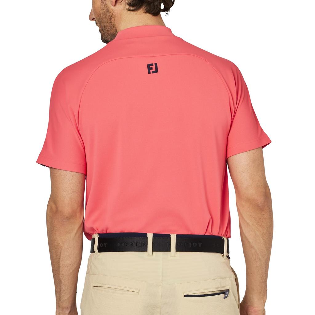FootJoy Men's Hibiscus Two-Tone Short Sleeve Mock Neck Golf Shirt, Size M (FJ-S25-S03, 34662-M)