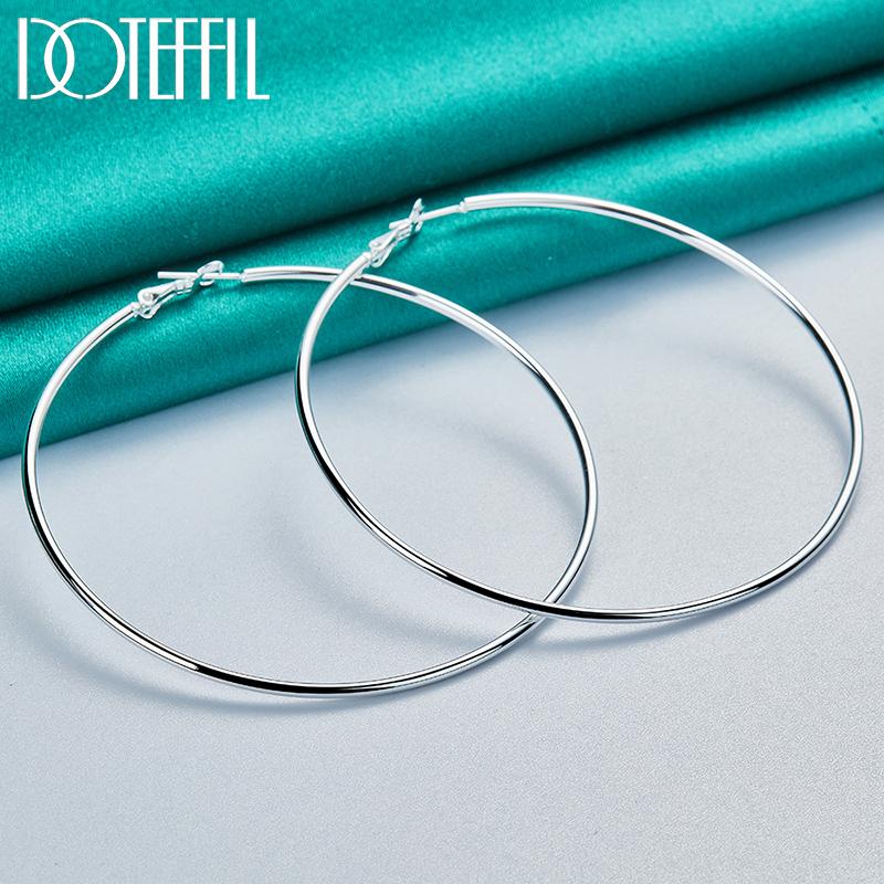 925 sterling sølv glatte 50/60/70/80 mm piercing øredobber Fasjonable bryllupssmykker