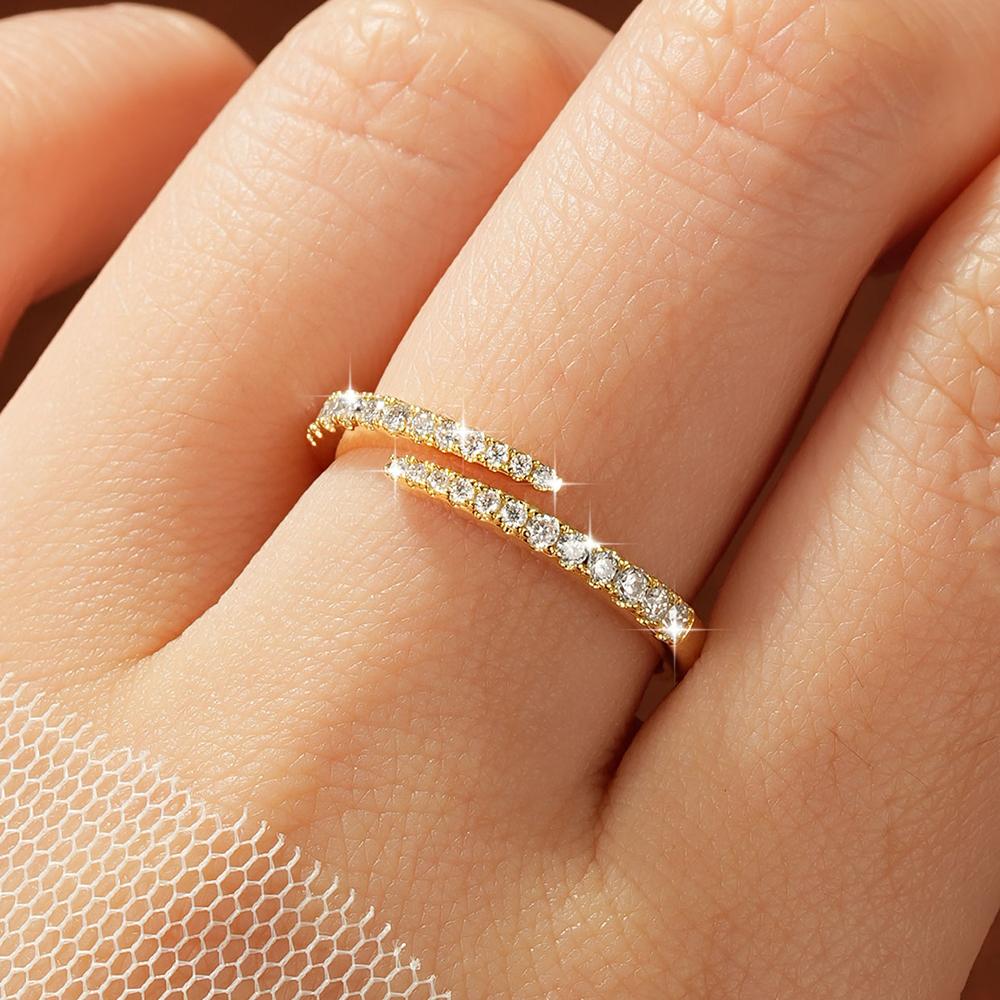 New Fine Rings Unisex Hip Hop Moissanite Ring Engagement Adjustable Half Open Twist Eternity Band Ring Gifts Unisex