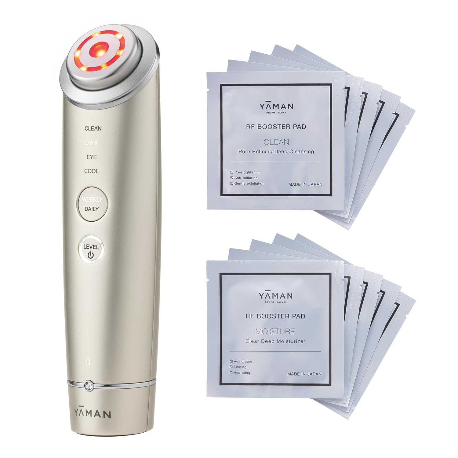 

Store Limited Facial Beauty Device Photo Plus Shiny Neo RF Booster Pad Set of 2 Lift YJFM18N3 [Офіційний набір] YA-MAN & золотий