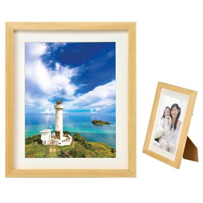 Picture Frame with Natural MM-01, 6-cut Size, Wooden, Stand, FWMM01-NT6