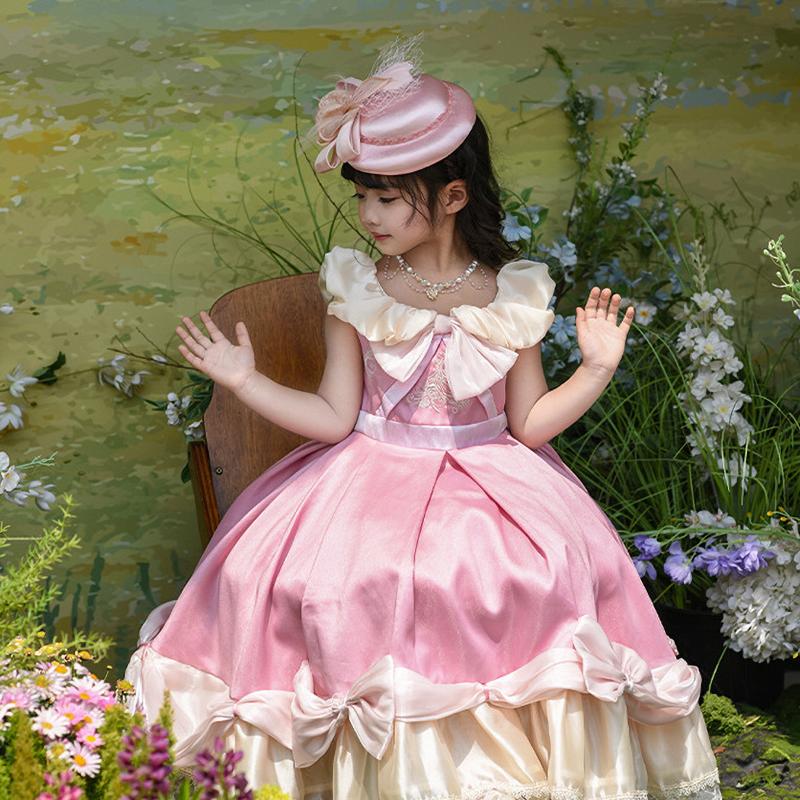 Dziewczęca sukienka Lolita na imprezę, letnia, wiktoriańska, retro, Lolita, elegancka, księżniczka, dziecięca suknia balowa
