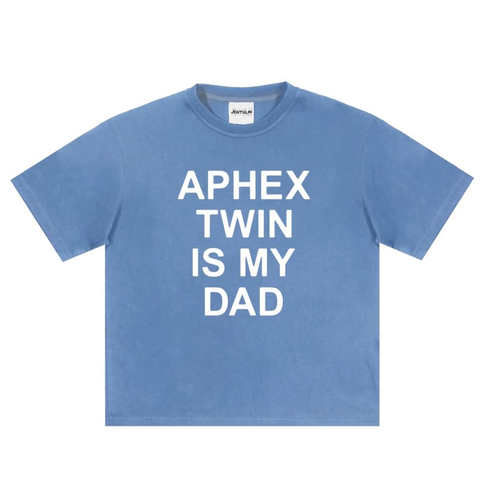 Punk Aphex Twin Print TShirt Oversized Mens Hip Hop Streetwear Harajuku Clothing Goth Letter Short Sleeve Tops Cotton Tees Y2k