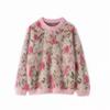 Peach Branch Tender Wool Sweater: Royal Plush Jacquard Embroidered Loose Pullover Base Layer, Heavy-Duty and Thick