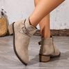 New Fashion Large Size Korean Version Temperament Niche Design Trend Pointed Suede Versatile Thick Heel and Ankle Boots 43