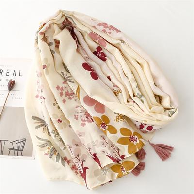Blumenquaste Viskose Schal Schal für Damen Druck Baumwolle Hijab Dame Hohe Qualität Pashmina Stola Bufandas Muslimisches Kopftuch Hijab