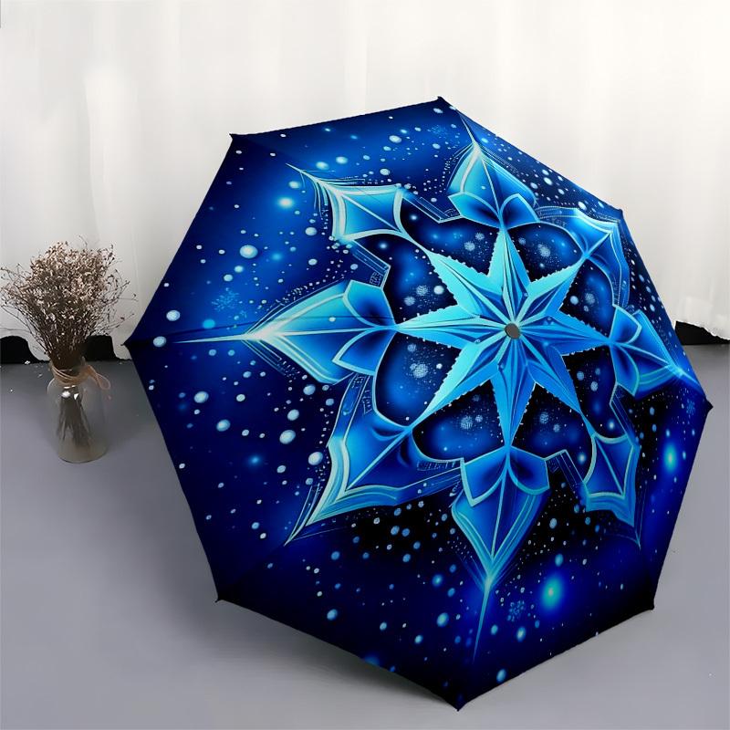 1pc Icy Mandala Design Umbrella with Plastic Handle,Compact & Stylish,Suitable for All Seasons ptys26024