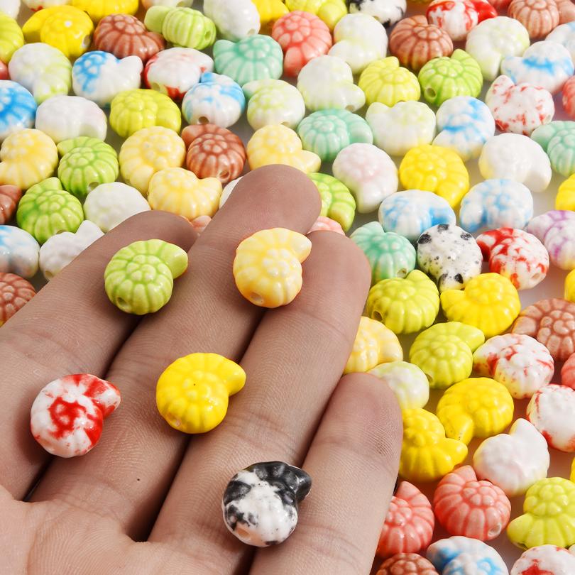 10pcs/Lot Sea Beach Conch Starfish Tropical Fish Bead Charms For Jewelry Making Supplies Ceramics Pendant DIY Bracelets Material