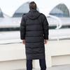 Men's Plus Size Autumn Winter Plush Thick Casual Versatile Stand Up Collar Long Over The Knee Warm Windproof Zipper Jacket Hooded Warm Loose Jacket