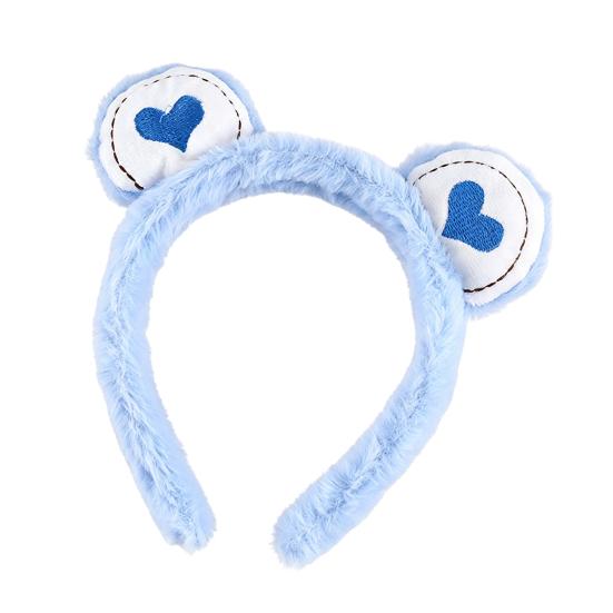 Hair Hoop Toothed Anti-Slip Plush Headband with Bear Ears Decor Fluffy Elastic Face Washing Makeup Hairband