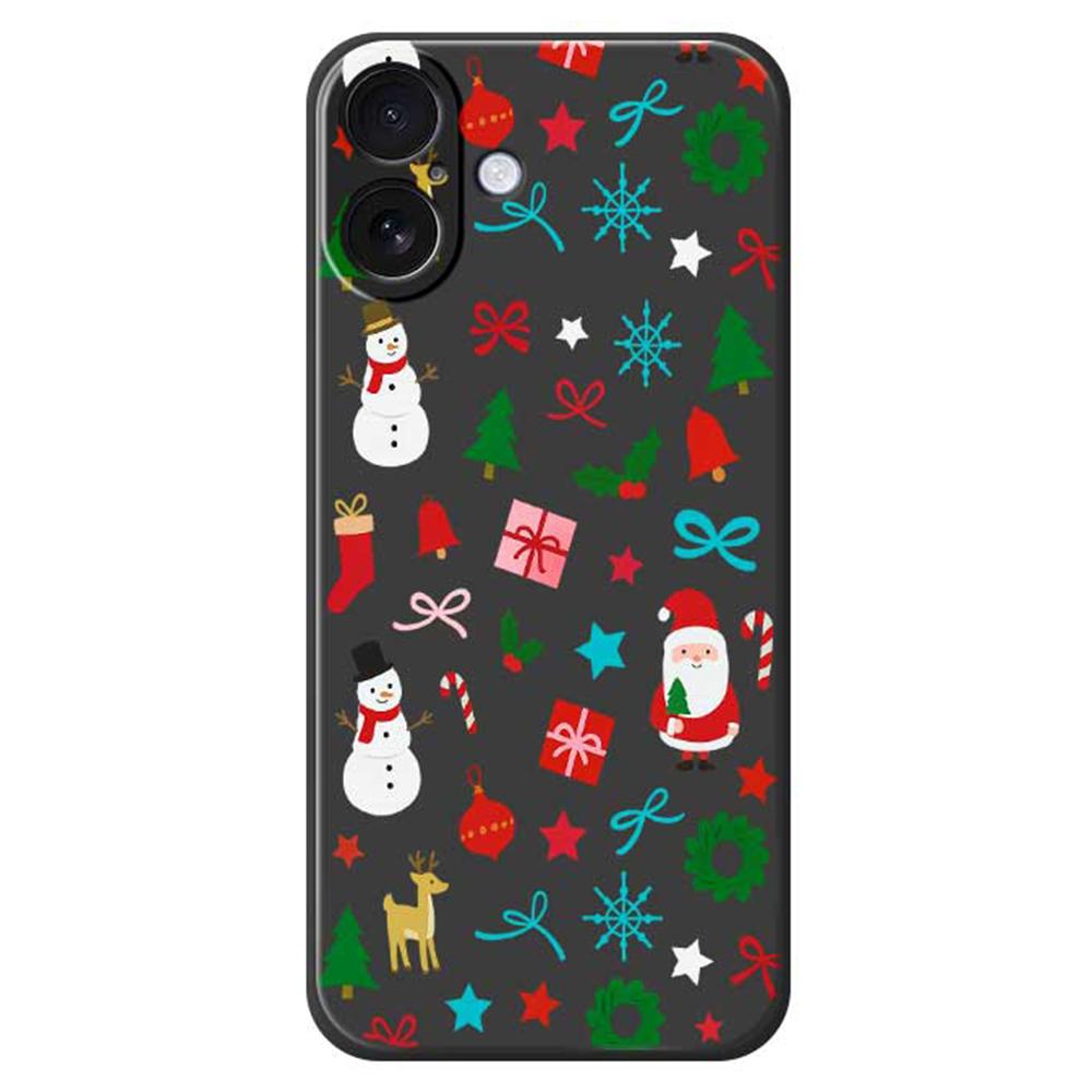

For iPhone 17 Case Christmas Decorations Pattern Printing Straight Edge TPU Phone Back Cover Black