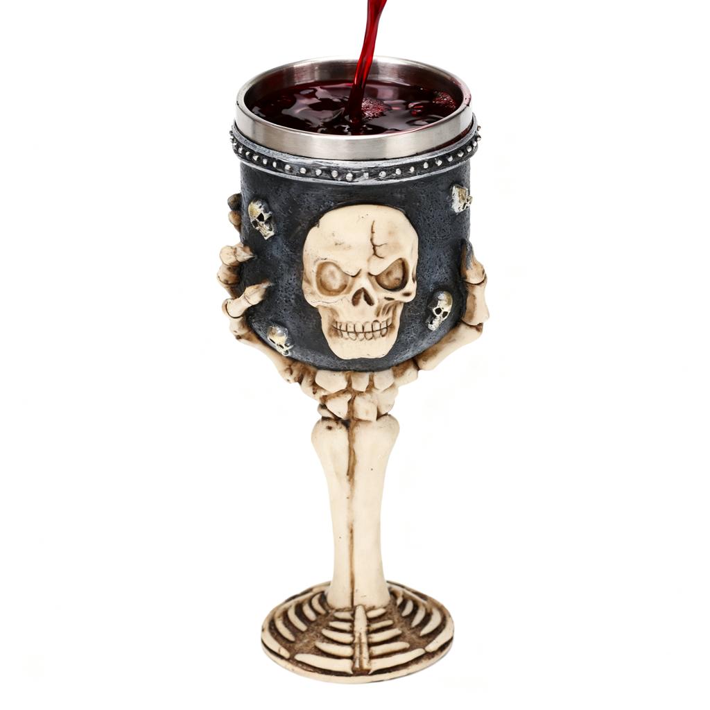 New Black and Silver Skull Ghost Claw Goblet Resin Stainless Steel Liquor White Wine Cup Halloween Bar Decoration