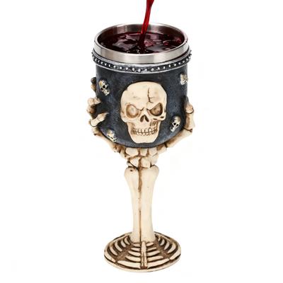 Gothic Skeleton Skull Wine Glass with Stainless Steel Inner Chamber Reusable Party Cup for Decoracion Halloween Witch Goblet