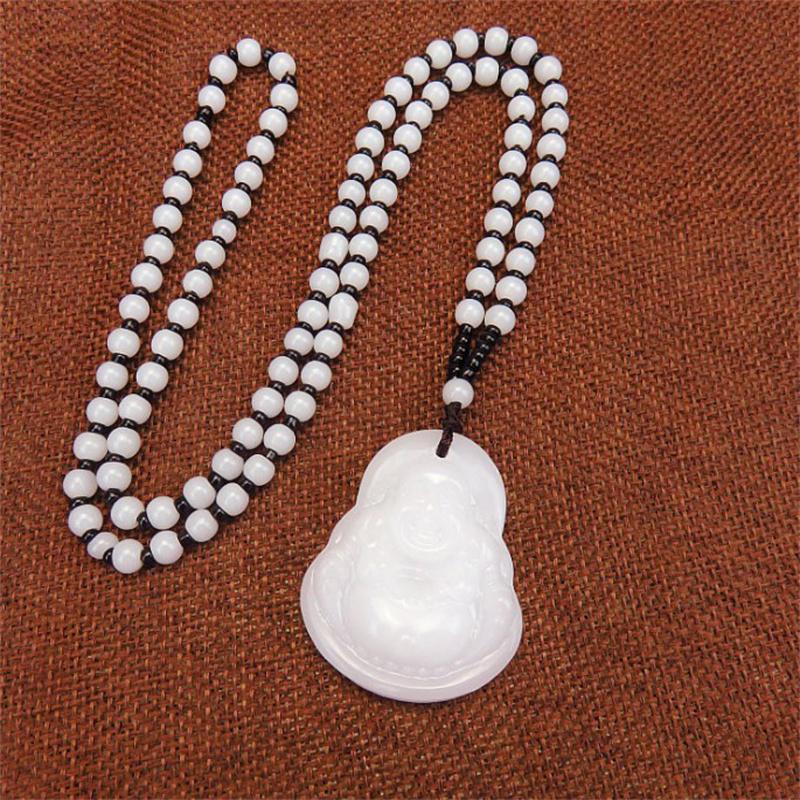 Schwarz Grün Buddha Anhänger Halsketten Frauen Amulett Chinesischen Stil Maitreya Halskette Schmuck Stil Drop Shipping