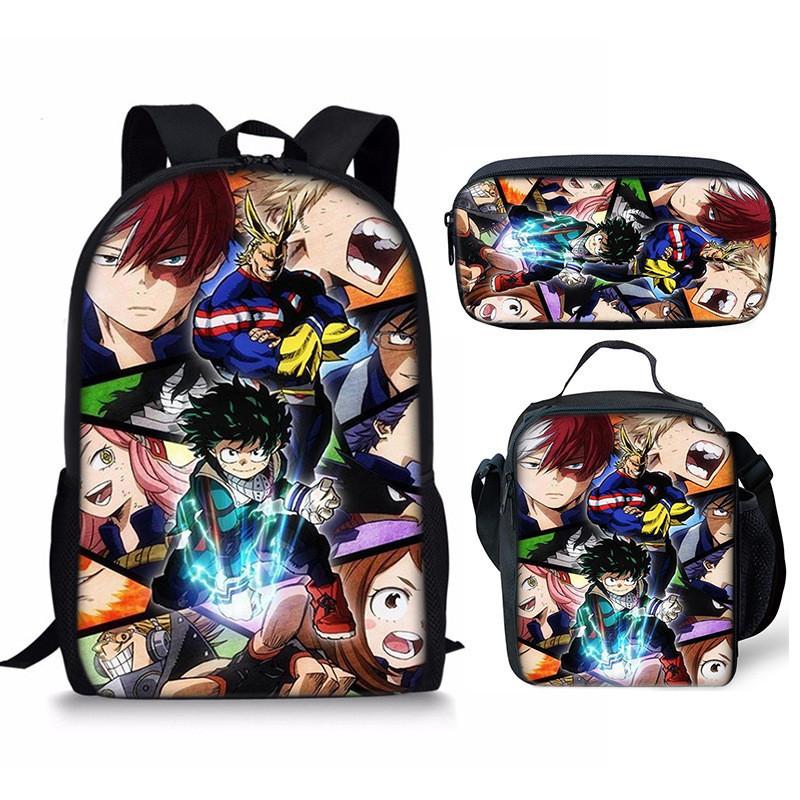 My Hero Academia Schülerrucksack mit Polyesterfutter und Anime-Cartoon-Design für Teenager