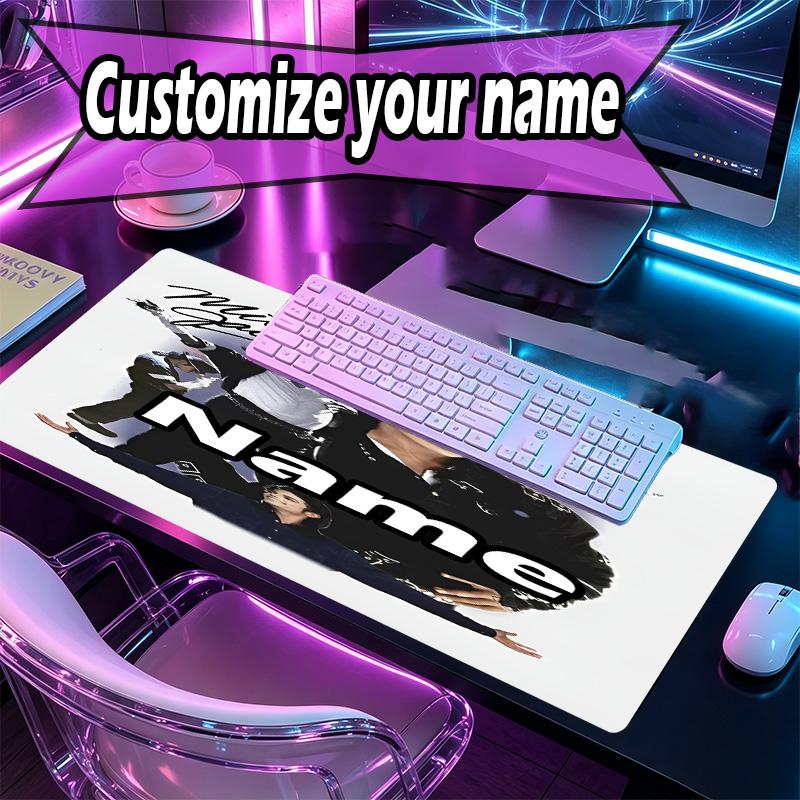Custom Name Personalized Michael Jackson Pattern Mousepad, Laptop PC Desk Mat, Decorative Desk Mat for Home Keyboard Pad Gift