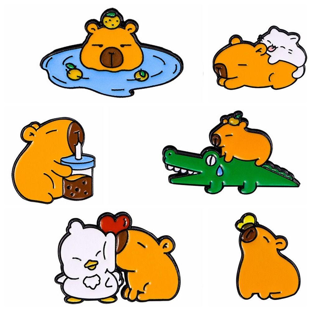 Zinc Zinc Alloy Animal Badge Cute Cartoon Pin Cool Capybara Brooch  Class Reward