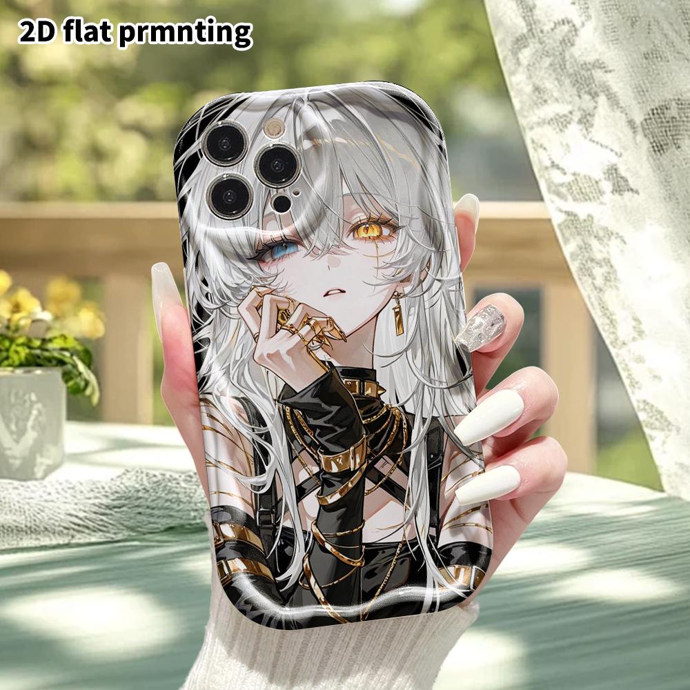 Phone Case: 2D flat, suitable for iPhone 18 17 16 15 14 13 12Pro protective case, white-haired heterochromatic girl, perfect Christmas and Halloween h