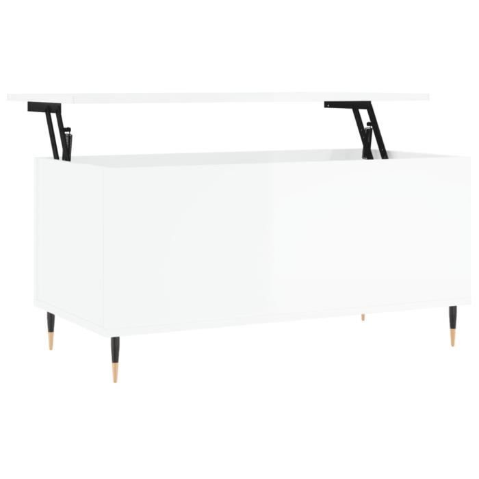 VidaXL Coffee Table High Gloss White 90x44.5x45 Cm Engineered Wood 830966