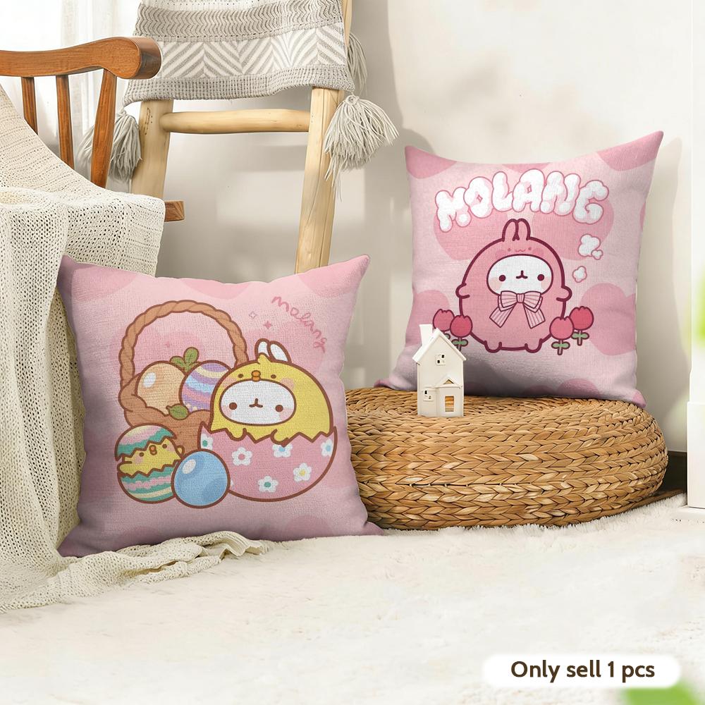 Classic MMolang Cushion Cover Natural Linen Organic Fabric DoubleSided Printing Couch Pillow Covers Home Decor