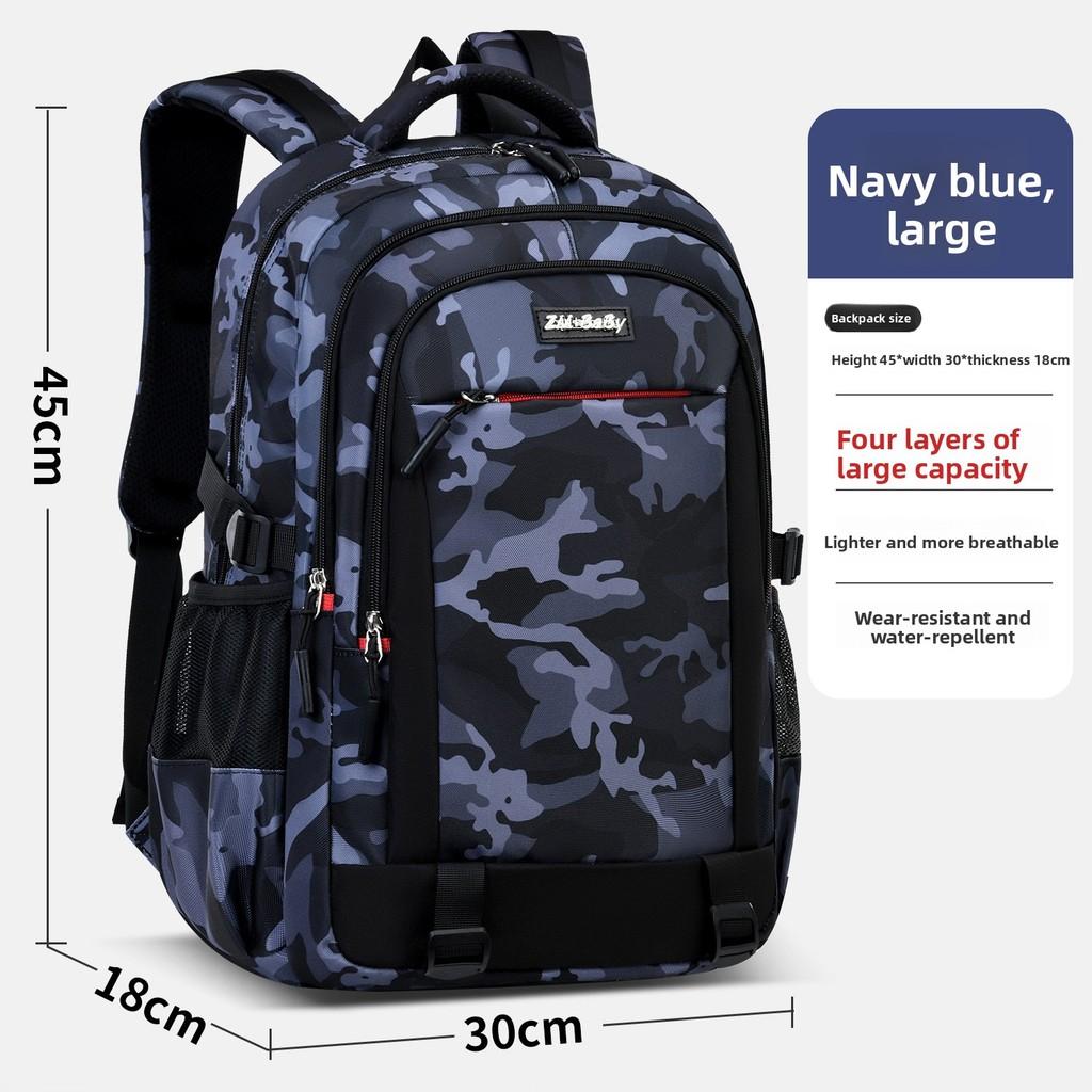 

Kids Camouflage Backpack With Large Capacity For School Use And Ergonomic Shoulder Straps Dark Blue Medium