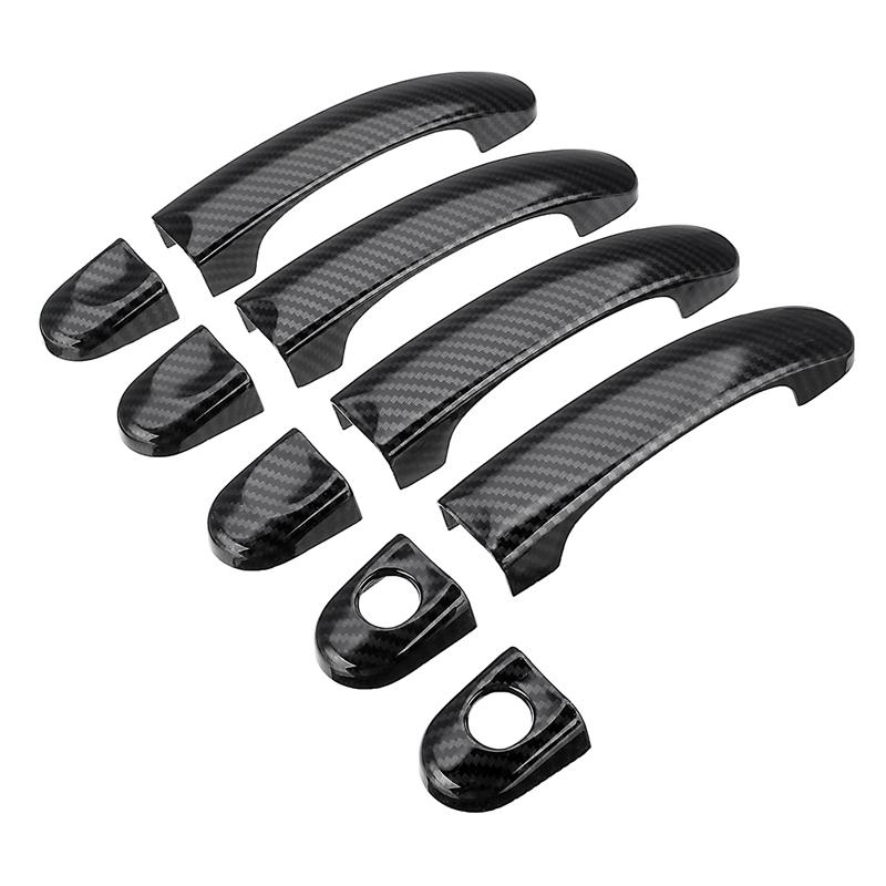 9Pcs Set ABS Chrome Door Handle Covers Trim for TRANSPORTER T5 T6 CADDY VAN 2003-2015 Carbon Fiber Style