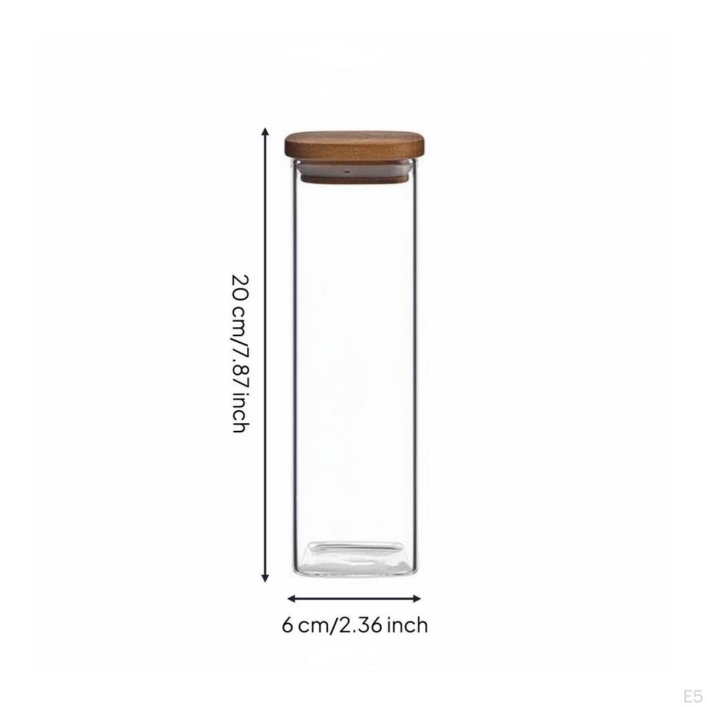 Borosilicate Glass Jar Square Canister Easy to Clean Pantry for Cafe 6060mm