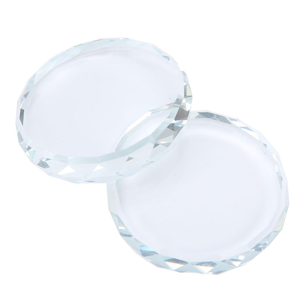 2PCS Nail Art Palettes Color Mixing Toning Glass False Eyelash Glue Hold Makeup Pallet