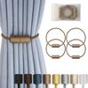 Magnetic Curtain Tiebacks 2 Pack Black Curtain Rope Tieback Curtain Holders for Drapes Modern Tie Backs Decorative Curtain Holdbacks