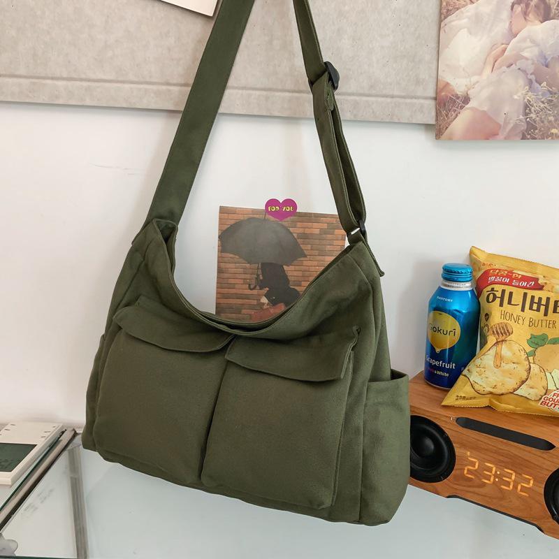 Women's Japanese Korean Style Canvas Messenger Bag - Versatile, Simple, Literary Shoulder/Crossbody Bag