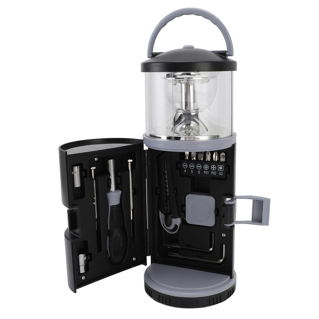 Camping Lantern with Tool Kit Portable Clear Lampshade Ergonomic Handle Battery Powered LED Camping