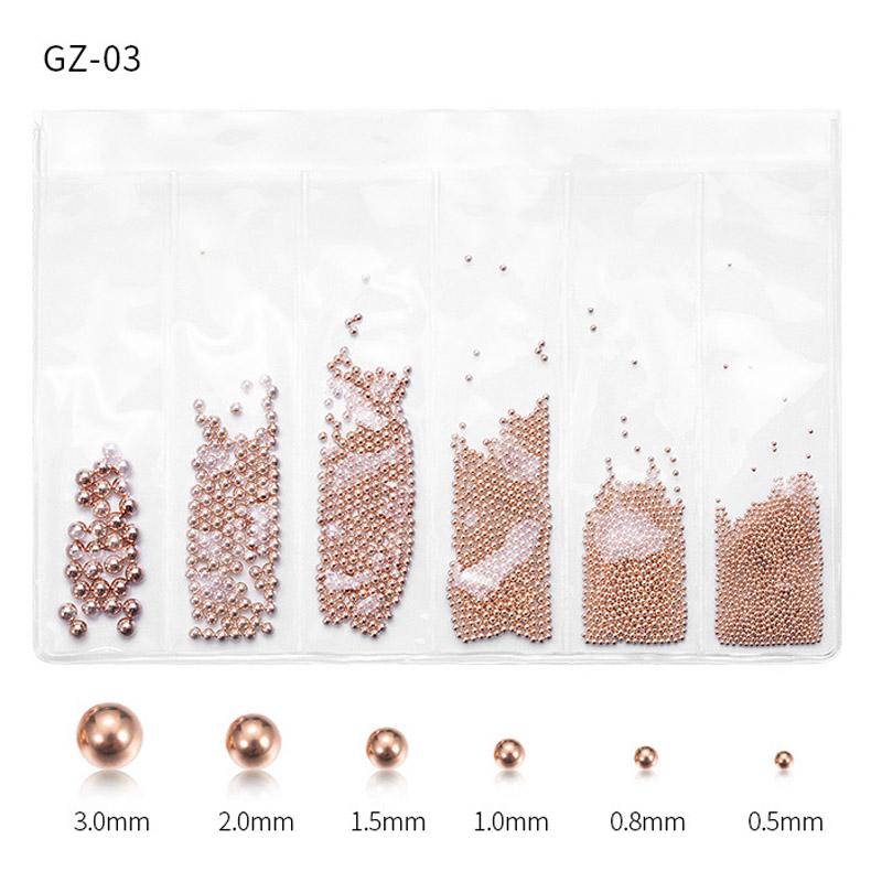 Nail Art Stahlkugel Kaviar 6 Fächer Gold- und Silberperlen Nail Art Dekoration Nail Art Zubehör