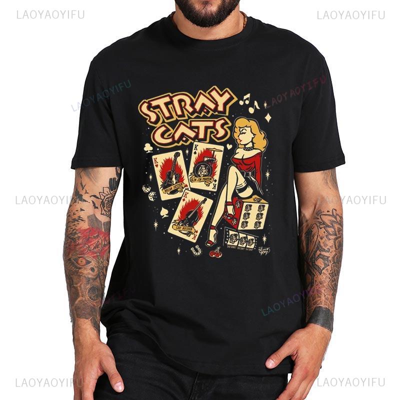 Classic Stray Cats Rock Tshirt American Rockabilly Band Fans Hipster Streetwear Fashion Breathable Boy Girl Unisex T Shirt Cotton