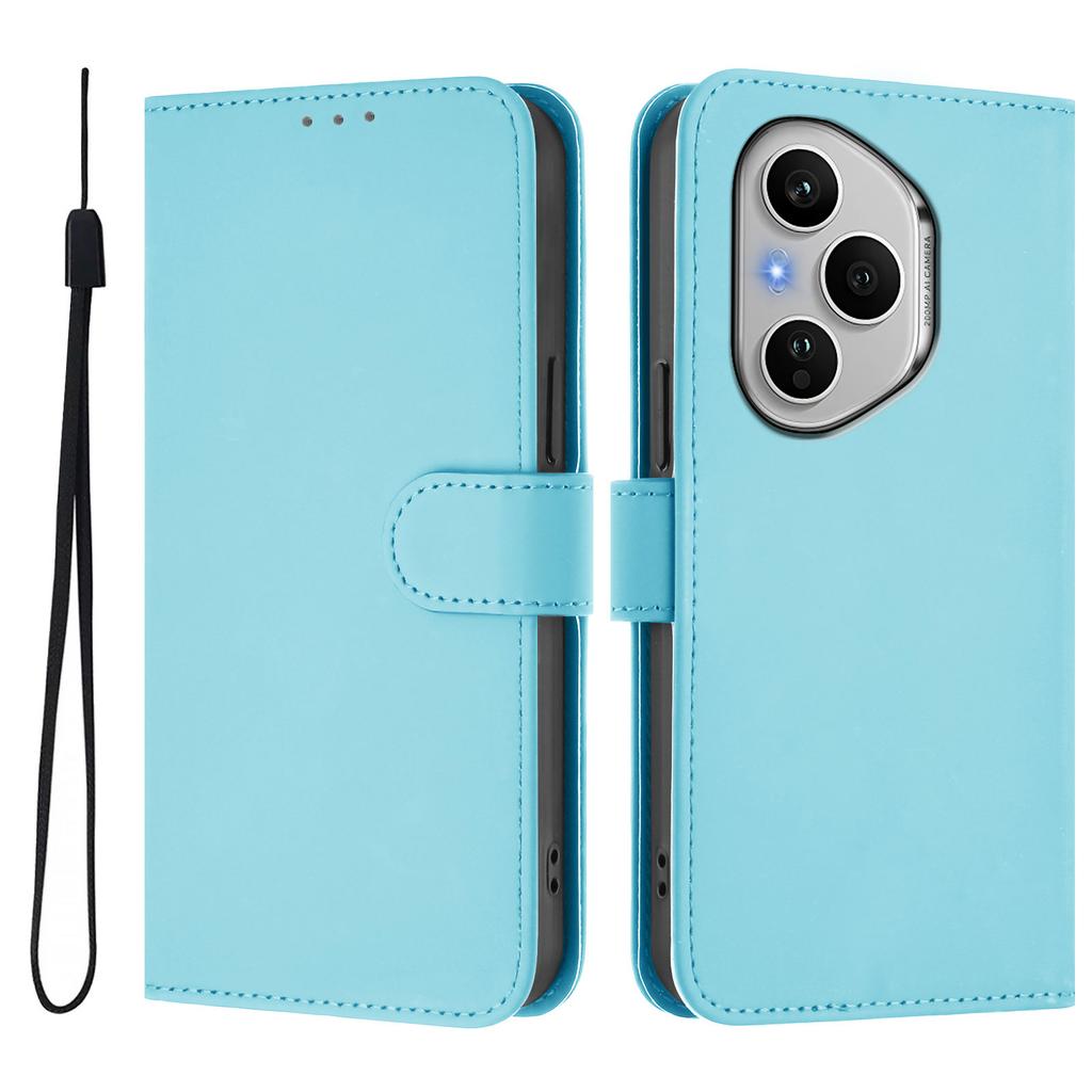 For Honor 400 Pro 5G (Global) Case Solid Color Wallet Leather Phone Cover with Strap