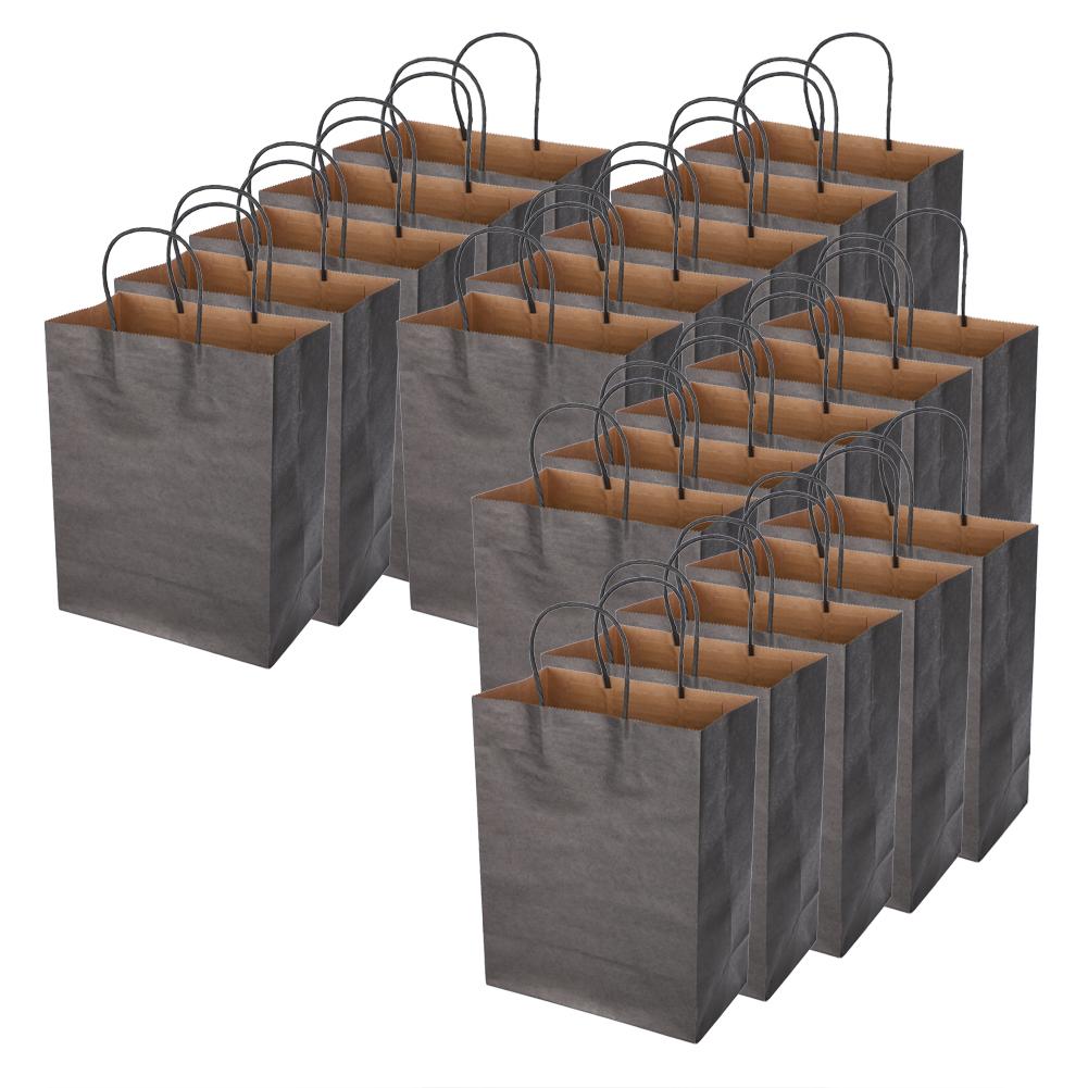 EcoFriendly Portable Kraft Paper Bag Shop Clothes Packaging Gift Bag (M 21 X 11 X 27.5cm)(Black )