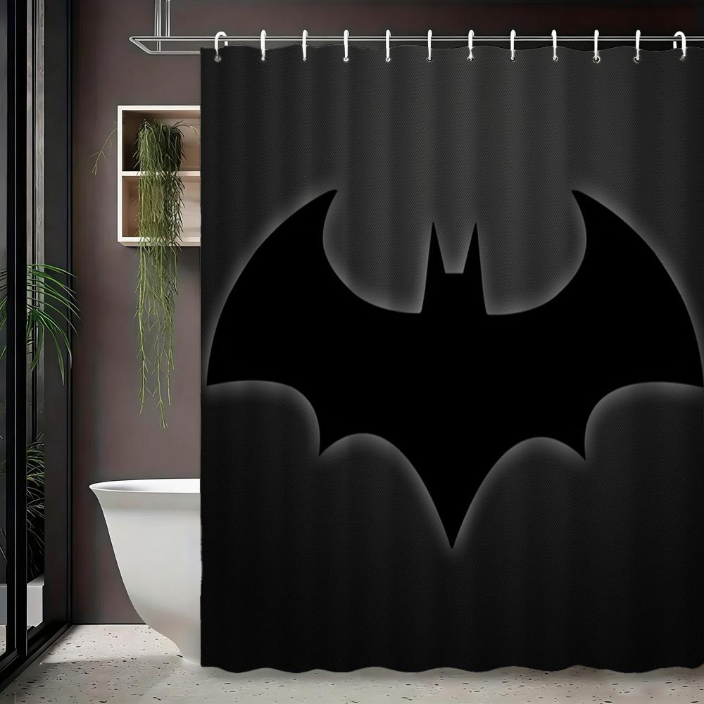 Batman & Harley Quinn Monochrome City Waterproof Shower Curtain, Superhero Bathroom Decor For Fans
