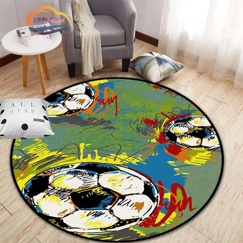 Εικόνες ποδοσφαίρου χαλί κινουμένων σχεδίων ποδοσφαίρου διακόσμηση σαλονιού στρογγυλή καρέκλα κρεβατιού χαλάκι σπίτι πόρτα εισόδου παιδιά