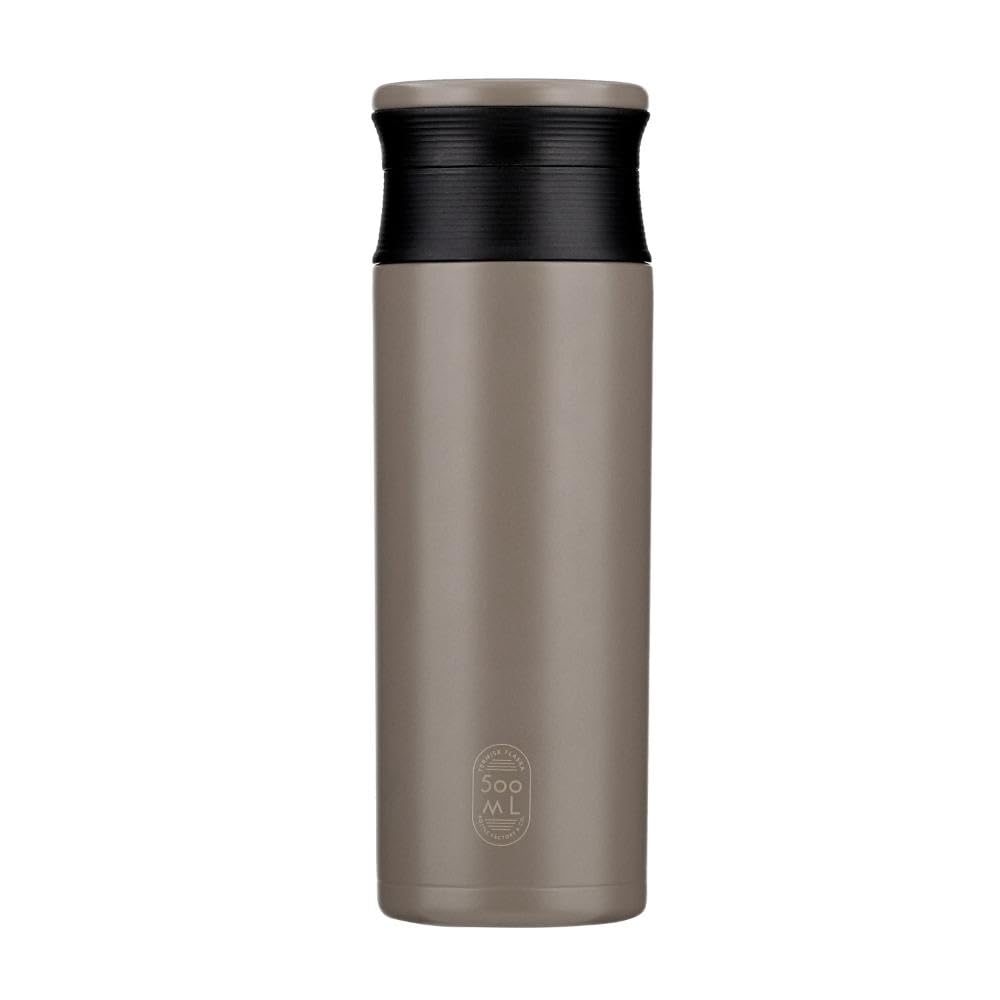 Bestco Mug Screw Vacuum Stainless Stainless Steel Cafe Bottle Bottle, Top, 500ml, Cold/Hot Insulated, Double-Layered Walled, Brown, Steel, NQ-354,