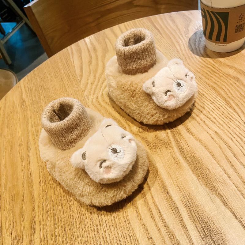 

удобная обувь детская обувь носки с мягкой подошвой плюшевая обувь для малышей для мальчиков и девочек мультяшные защитные носки для детских ножек zapatillas S коричневый