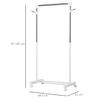 Adjustable-Height Coat Rack with Storage Base and 4 Wheels, 68.5x42x87-145cm