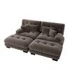 Cloud Corner Sofa for Living Room, Chenille Double Sofa with 2 Lumbar Pillows and 2 Decorative Pillows, Solid Wood Frame, Chenille Brown