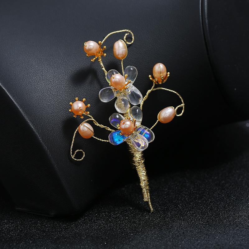 Handmade Glazed Agate Flower Brooch Retro Celebrity Temperament High-end Brooch Pin Antique Elegant Coat Accessories