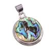 Natural Abalone Shell Gemstone 925 Solid Sterling Silver Gift Pendant 1.5" E8T35