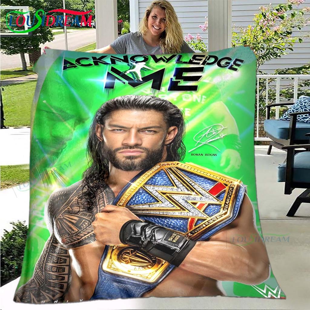 Fashion Wrestling Sport W-Wwe Print Blanket Flannel Thin Blanket Portable Home Travel Office Lunch Break Blanket Bath Towel Gift